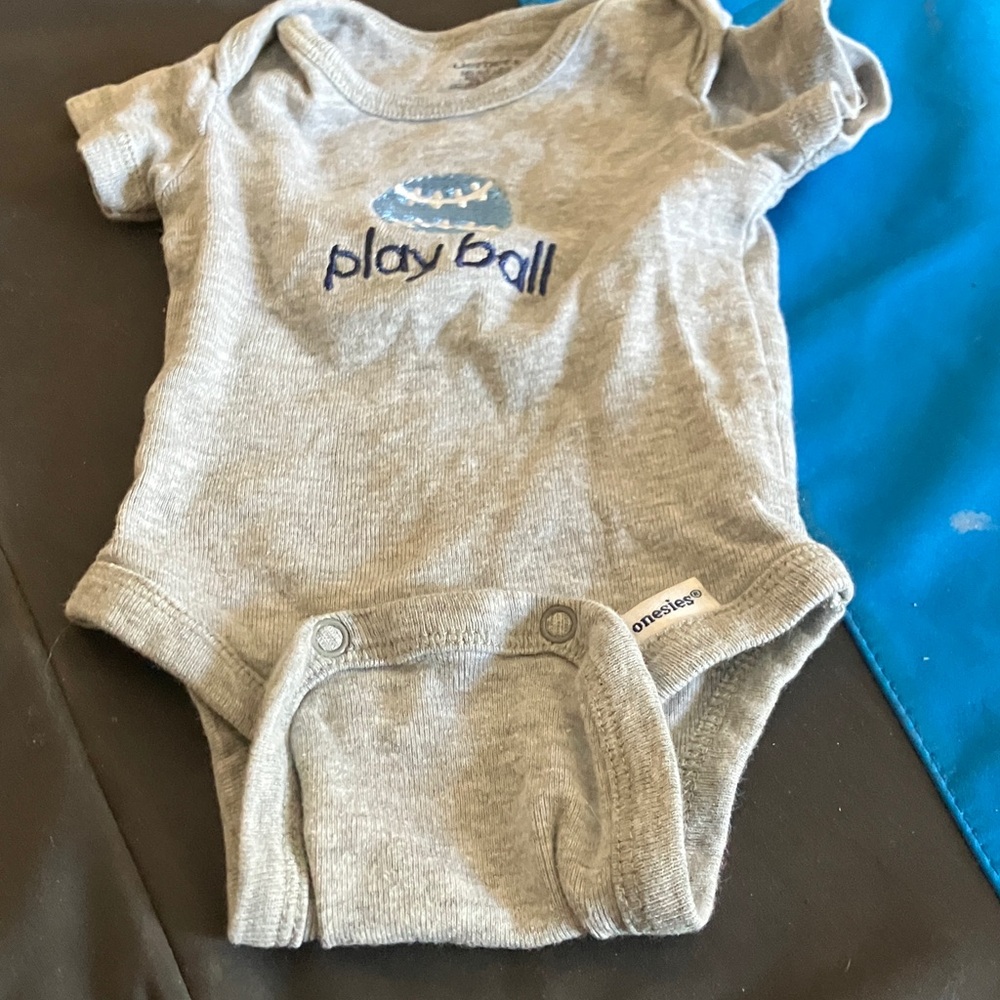 Gerber Gray Baby Onesie with Play Ball Design newborn